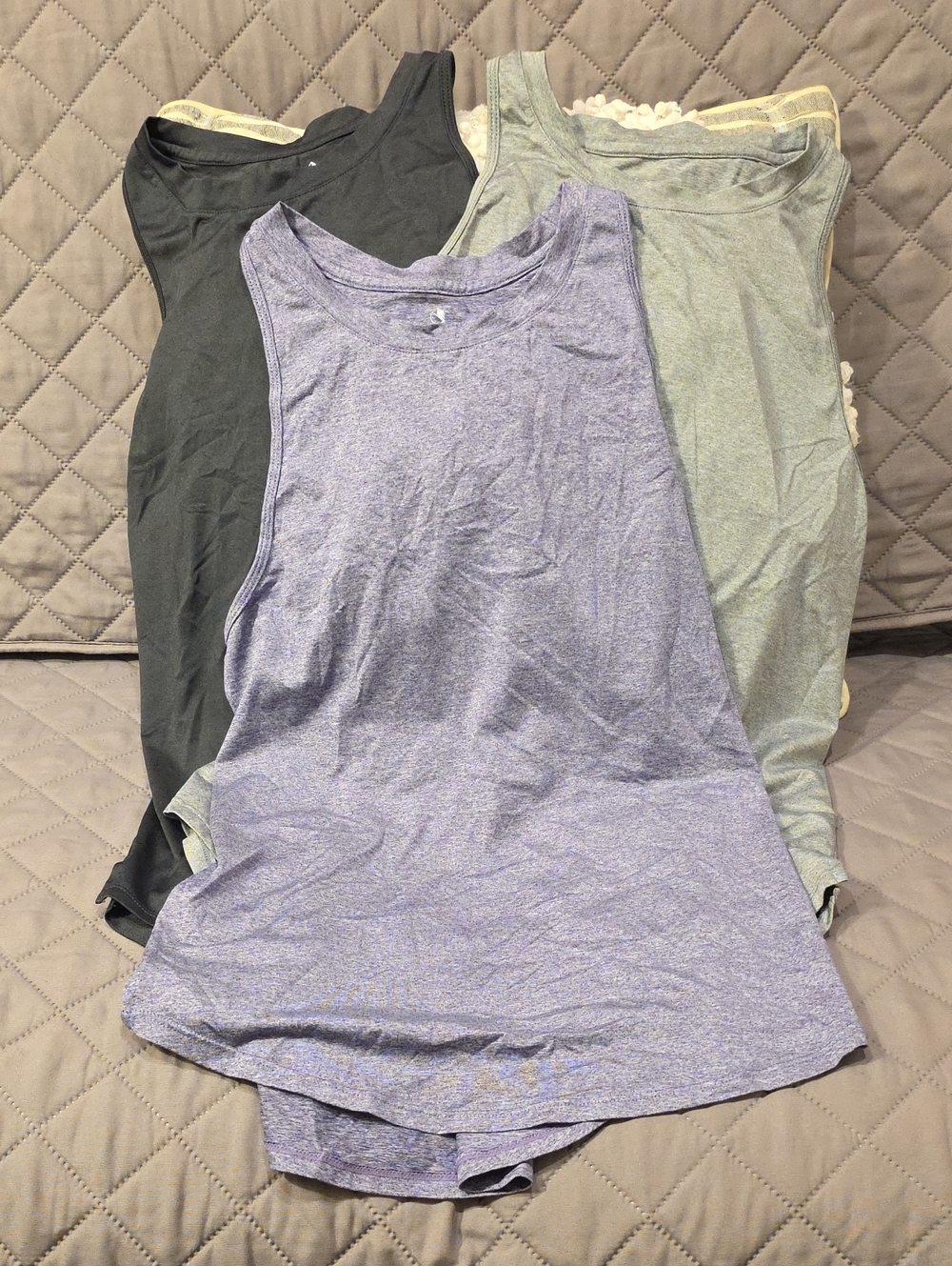 Icyzone Sleeveless Muscle Tank Tops - Heather Purple, Dark Grey & Grey